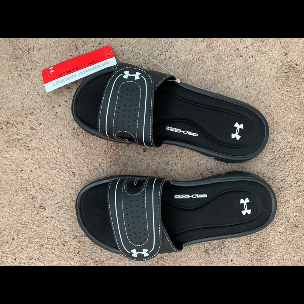 Black Underarmour slides
